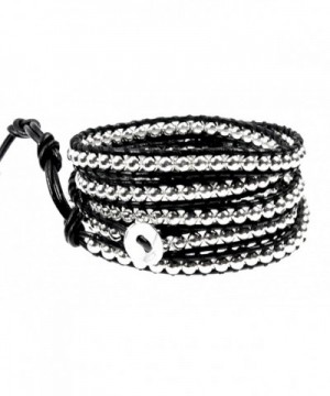 Rhiannon Leather Silvertone Bracelet Adjustable