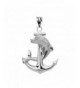 Textured Dolphin Anchor Sterling Pendant