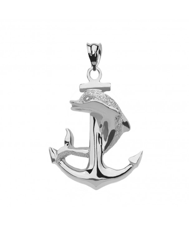 Textured Dolphin Anchor Sterling Pendant