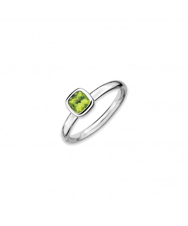 Silver Stackable Cushion Peridot Solitaire