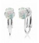 Cabochon Simulated Sterling Silver Earrings