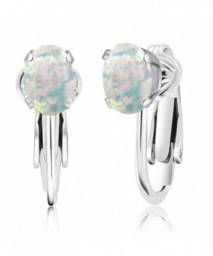 Cabochon Simulated Sterling Silver Earrings