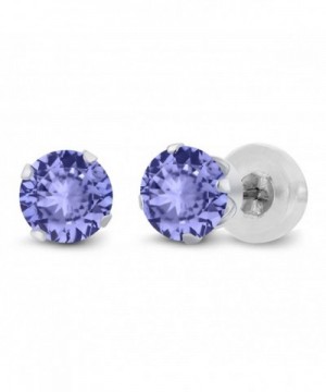 Round Tanzanite Solid White Earrings