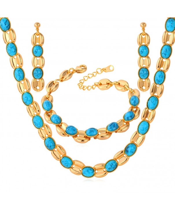 U7 Turquoise Necklace Bracelet Earrings