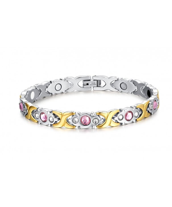 Titanium Stainless Magnetic Bracelet Rhinestone