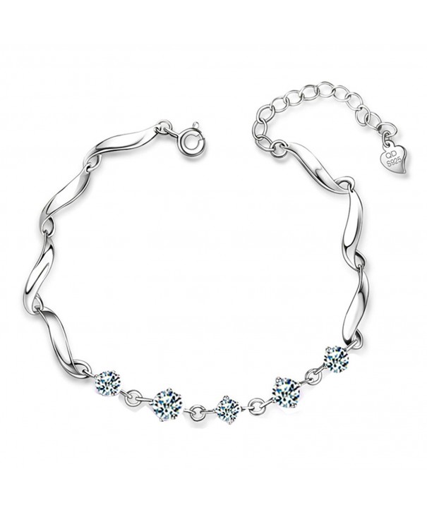 Womens Sterling Silver Zirconia Bracelet