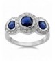 Simulated Sapphire Round Sterling Silver