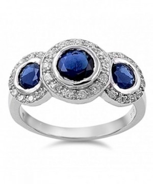 Simulated Sapphire Round Sterling Silver