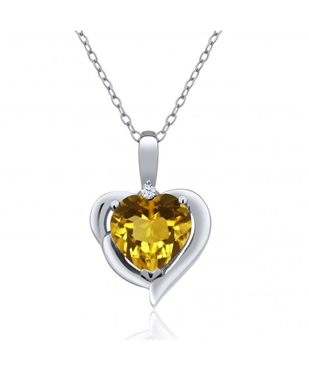 Yellow Citrine Sterling Pendant Necklace