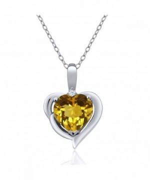 Yellow Citrine Sterling Pendant Necklace