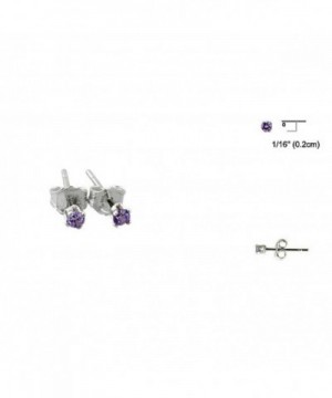 Simulated Amethyst Sterling Solitaire Earrings