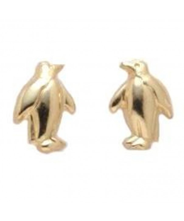 Yellow Gold Penguin Earrings Jewelry