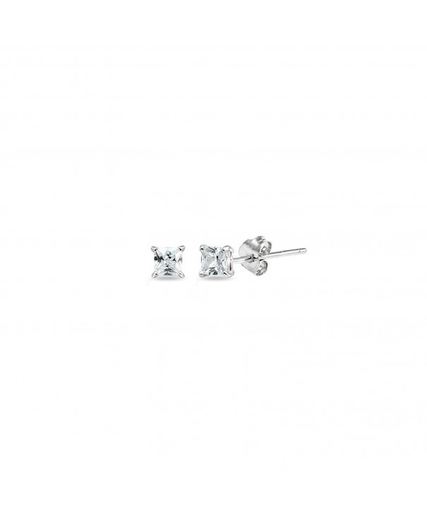 Sterling Silver Zirconia Princess Cut Earrings