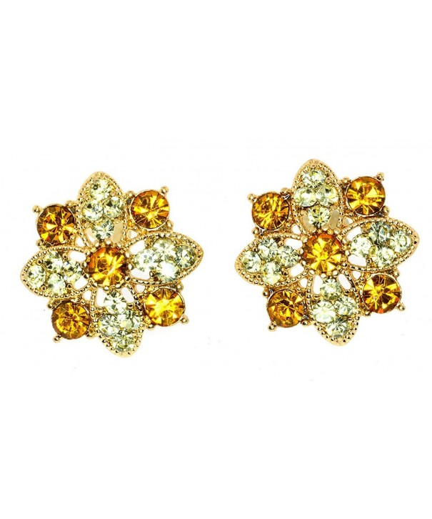 Clear Crystal Flower Stud Earrings