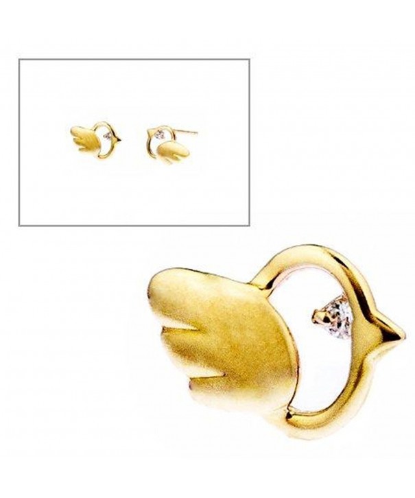 Gold Bird Eyes Stud Earrings