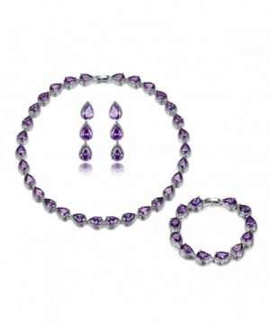 GULICX Amethyst Color Bracelet Necklace Earrings