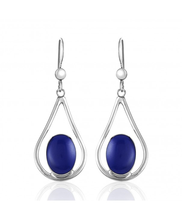 Sterling Teardrop Reconstructed Gemstone Earrings