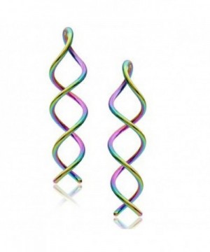 Rainbow Spiral Earrings Titanium Dangle