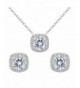 FANZE Zirconia Cushion Necklace Earrings