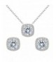 FANZE Zirconia Cushion Necklace Earrings