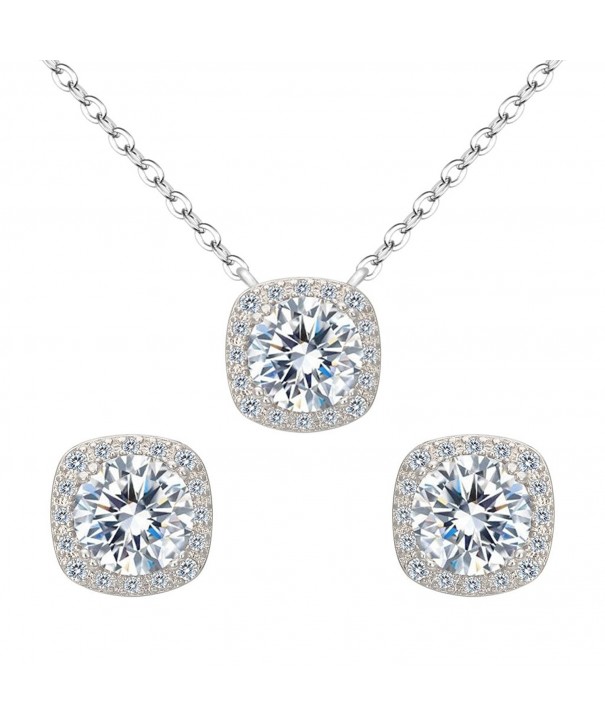 FANZE Zirconia Cushion Necklace Earrings