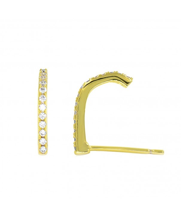 Simulated Diamond Suspender Earrings Plated