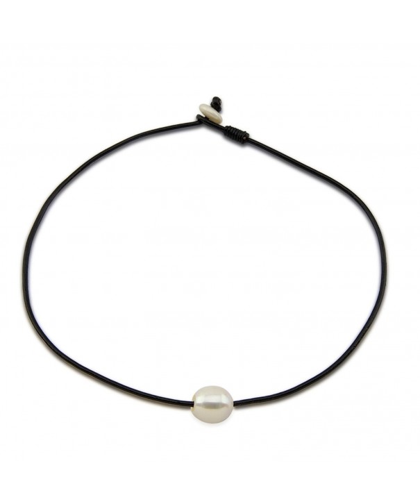 12 13mm Freshwater Cultured Necklace Leather