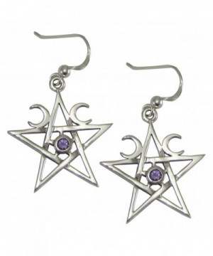 Sterling Crescent Pentagram Earrings Amethyst