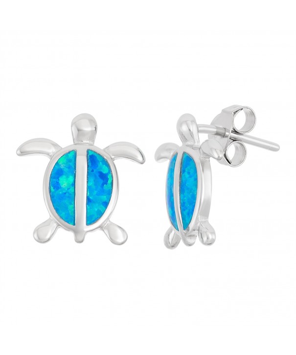 Sterling Silver Created Turtle Earrings