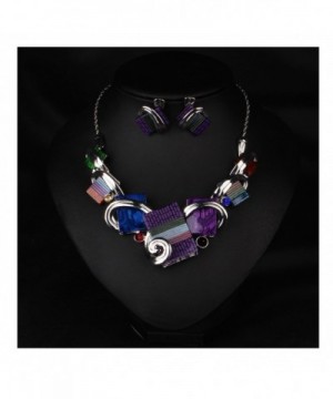 Hamer Multi color Statement Necklace Earrings