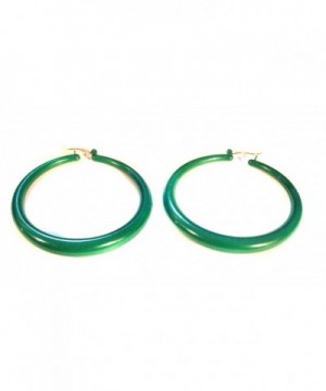 Green Hoop Earrings Round Lightweight