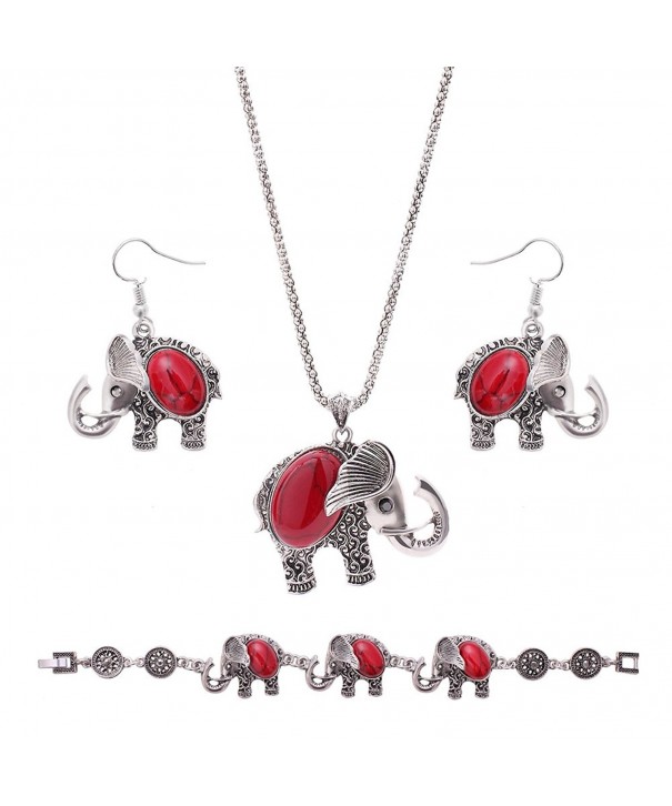 Turquoise Elephant Necklace Earrings Bracelet