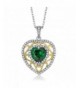 Simulated Emerald Two Tone Sterling Pendant