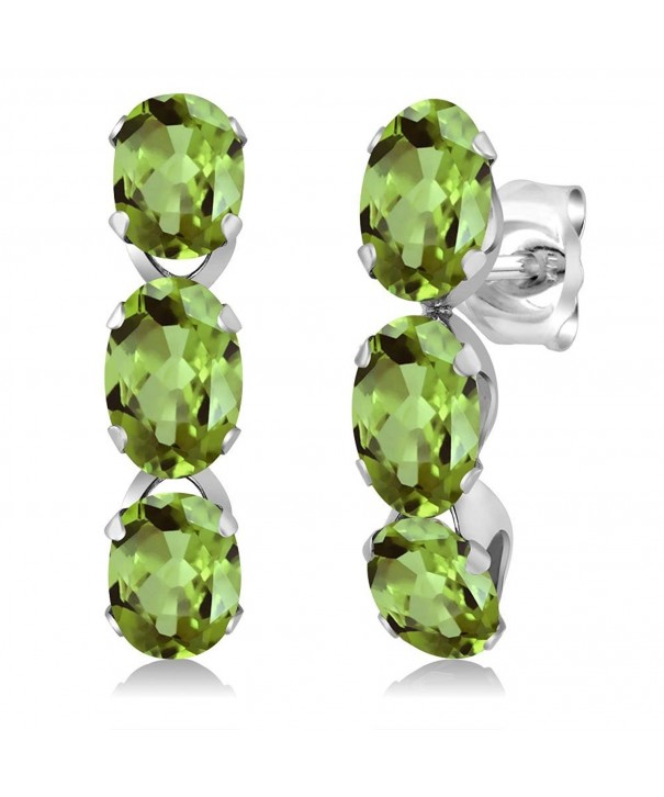 Peridot Sterling Silver 3 Stone Earrings