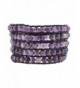 Womens Leather Simulated Amethyst Bracelet
