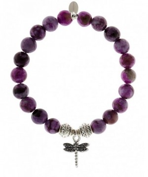 EvaDane Sugilite Gemstone Dragonfly Bracelet