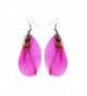 Alilang Brown Feather Dangle Earrings