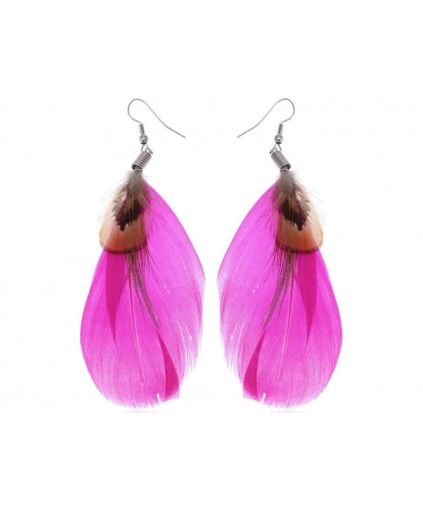 Alilang Brown Feather Dangle Earrings