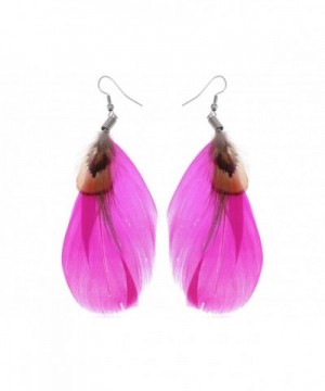 Alilang Brown Feather Dangle Earrings