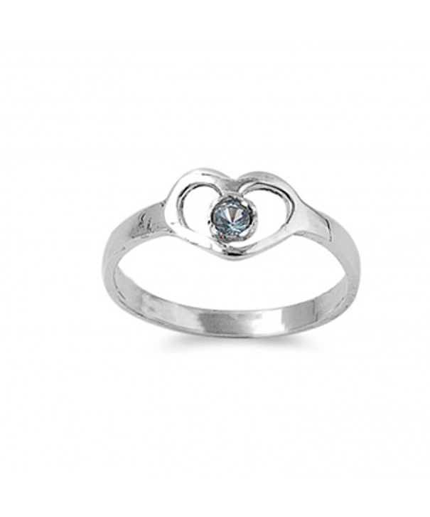 Simulated Aquamarine Solitaire Sterling Silver