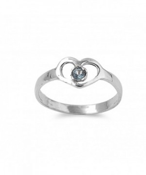 Sterling Silver Heart Promise Ring - Simulated Aquamarine - CL187YQ57GU