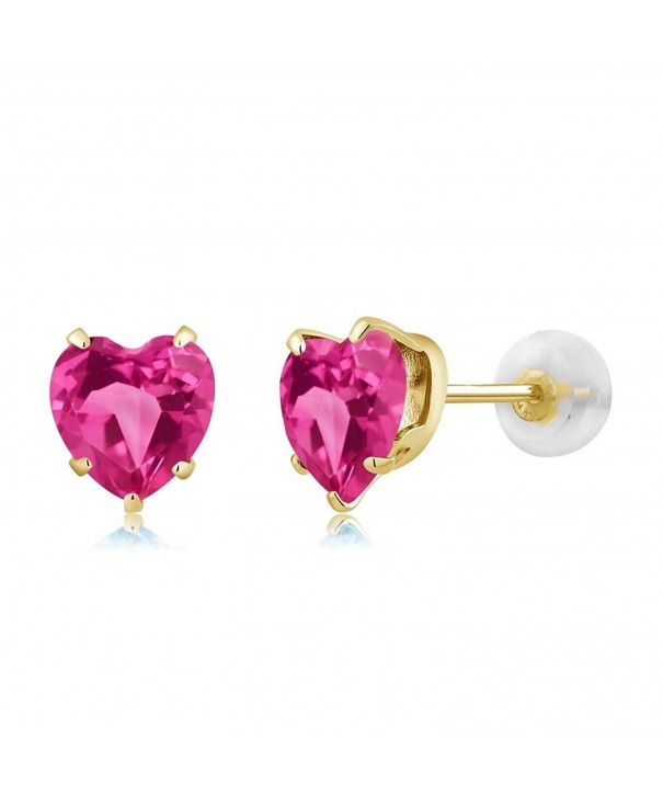 1.90 Ct Heart Shape 6mm Pink Mystic Topaz 10K Yellow Gold Stud Earrings ...