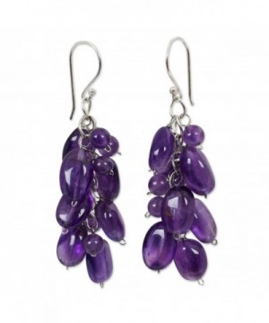 NOVICA Amethyst Cluster Earrings Sterling