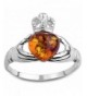 Honey Amber Sterling Silver Claddagh