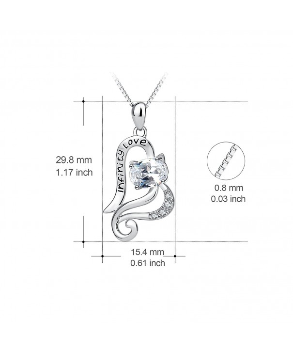 925 Sterling Silver Jewelry Gift Lovely Open Heart Cat Necklace (Open ...
