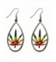 Marijuana Dangle Earrings Enamel Pewter