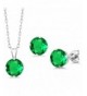 Round Emerald Silver Pendant Earrings