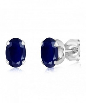 Sapphire Sterling Silver Earrings 6X4mm