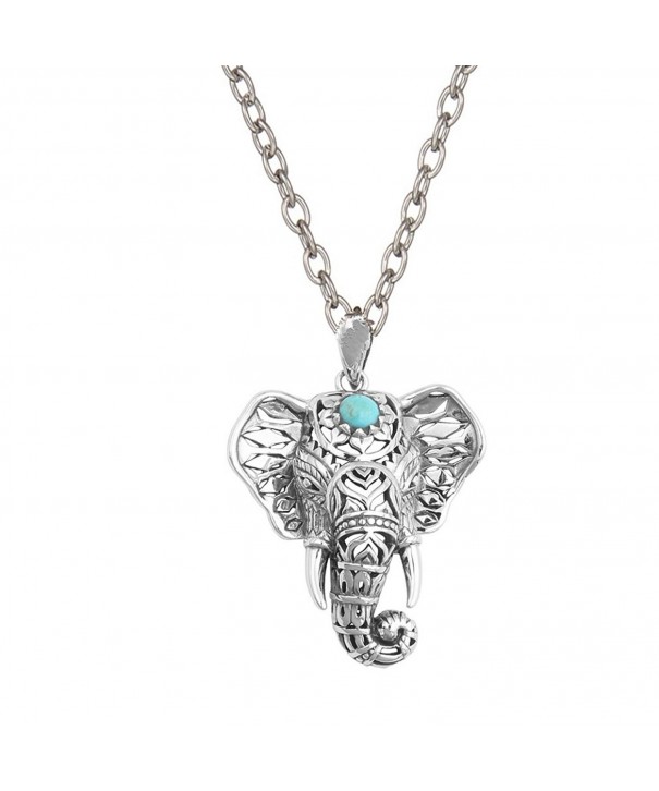 SUNSCSC Vintage Elephant Turquoise Necklace