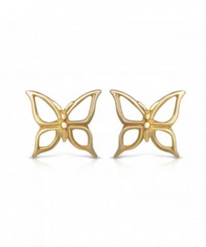 Yellow Sterling Butterfly Realistic Earrings